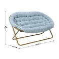 thumbnail image 4 of BizChair 56" Portable Folding Double Saucer Chair in Dusty Aqua Faux Fur with a Soft Gold Steel Frame for Dorm, Living Room, or Bedroom, 4 of 13