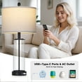 thumbnail image 4 of Cinkeda Industrial Black Table Lamps Set of 2 for Living Room Bedroom 26" Tall Modern Clear Glass 3 Way Dimmable Touch Control Bedside Nightstand Lamp with USB C+A Ports AC Outlet, 4 of 6