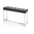 thumbnail image 1 of Black Velvet Upholstered bench with stainless stain base., 1 of 2
