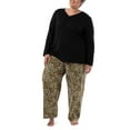 thumbnail image 4 of Fruit of the Loom Women's Beyond Soft Long Sleeve Waffle Top and Flannel Bottom Pajama Set, Sizes S-4X, 4 of 13