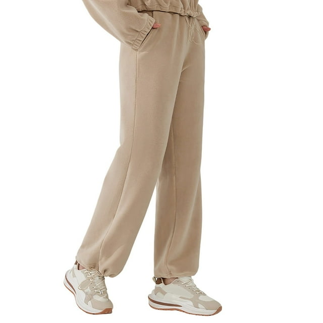 Krdevn Women's Casual Pants with Pockets Comfortable Straight Leg Sweatpants for Everyday Wear,Size:XL