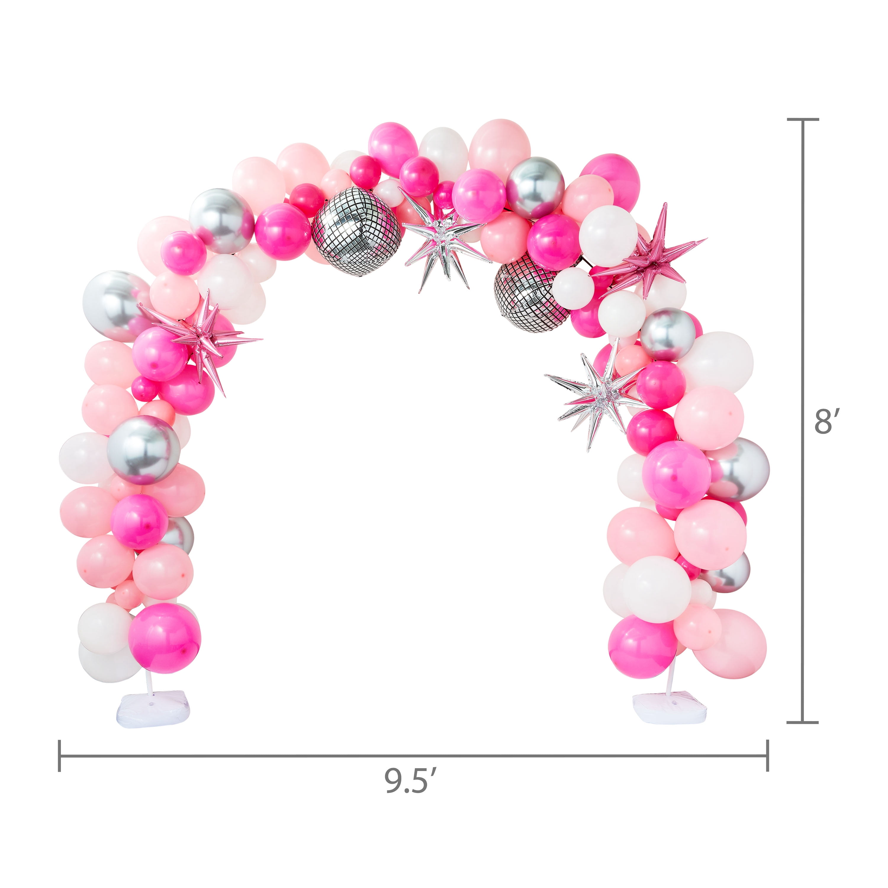 Pink/Silver/White Disco Balloon Arch, 131 Pieces, by Way To Celebrate