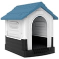 thumbnail image 1 of PawHut Outdoor Dog House with Windows for Miniature Dogs, Blue, 1 of 10