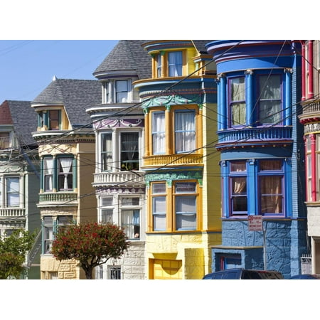 Colourfully Painted Victorian Houses in the Haight-Ashbury District of San Francisco, California, U Print Wall Art By Gavin