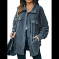 thumbnail image 1 of Chaqueta de Mujer de Gran Tamaño con Botones y Larga con Aberturas. Azul L, 1 of 5