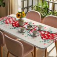 thumbnail image 3 of Valentine's Day Table Cloths for 6 Foot Rectangle Tables, Red Love Heart Eucalyptus Beige Burlap Patio Waterproof Elastic Fitted Tablecloths, Washable Rectangular Table Cover for Camping, 3 of 8