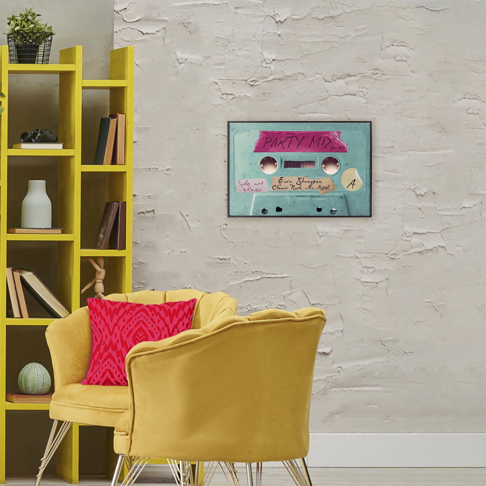 Stupell Industries Retro Party Mix Cassette Black Framed Giclee Art, design by Annabelle Hall