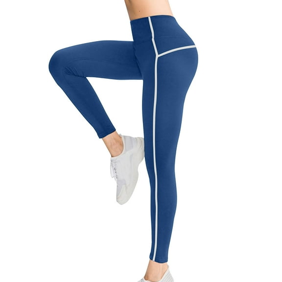 ibuvkizy Leggings for Women,Women's Velvet Sports Pants Running Yoga Fitness Pants High Waisted Elastic Tight Pants Blue,S