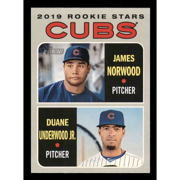 Collectible 2019 Topps Heritage #121 Duane Underwood Jr./James Norwood RC Rookie Chicago Cubs MLB Baseball Trading Card