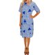 thumbnail image 1 of Vestido Estampado de Satén de Manga Corta Casual Cuello Redondo Ligero Suave Primavera Verano Uso Diario, 1 of 7