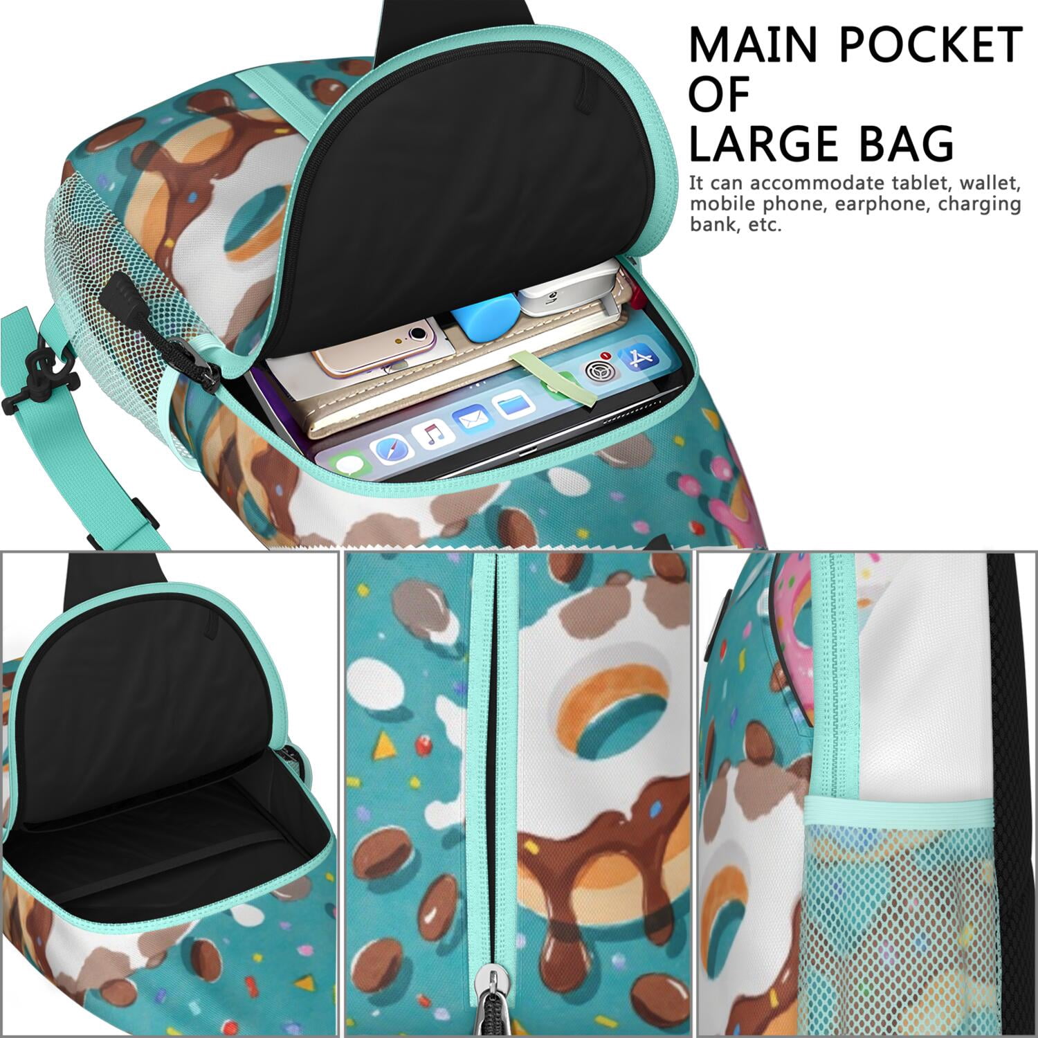 Chest Bag Crossbody Shoulder Bag Crossbody Shoulder BagTravel Sling Bag for Men Women Travelers Doughnut