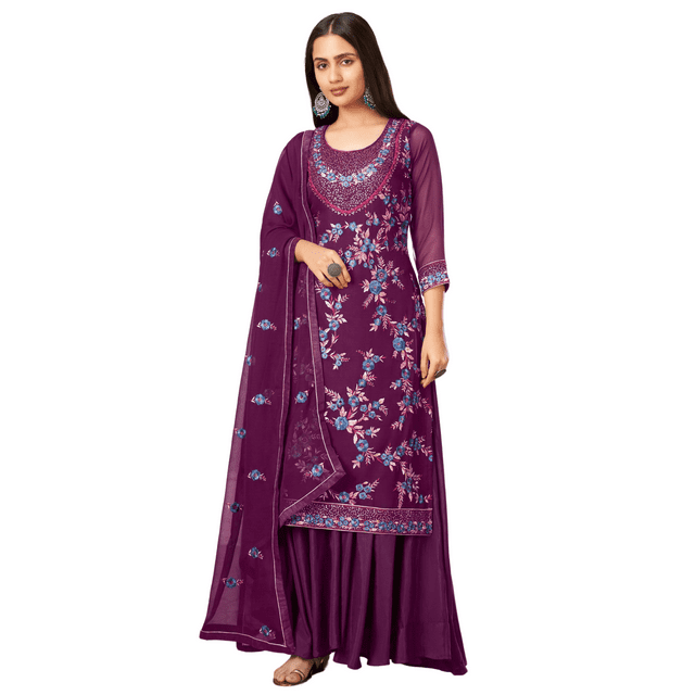 Custom Made Indian Designer Kurta Palazzo With Dupatta Set Bollywood Wear Kurti Pant Top Set