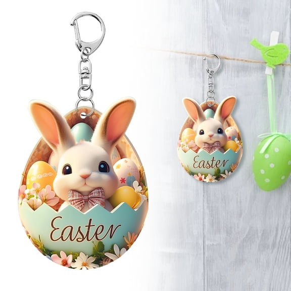 Goowood Bunny Keychain Cute Bag Charms Purse Charms for Handbags Easter Bunny 2D Flat Pendant Car Accessory Gift for Kids Adults