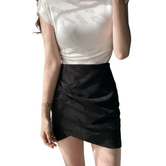 SWSMCLT Women's Bodycon Fashion Casual High Waisted Bodycon Skirt Pleated Fall Black 8