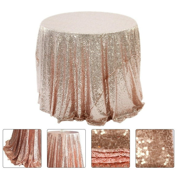 Niceauty 1Pc Pink Polyester Fiber Wedding Tablecloth Decorative Round Shape Table Cover