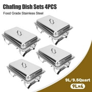 Wilprep 9L/9.5Q 4Pack Chafer Chafing Dish Buffet Sets Serving Pans Stainless Steel Food Warmer Full Size