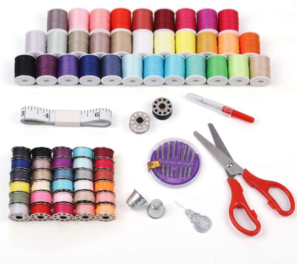 Summer Campers Beginners Kids Over 110 Quality Sewing Supplies XL Sewing kit for DIY 48 Spools of Thread Sewing KIT Travel and Home Emergency 