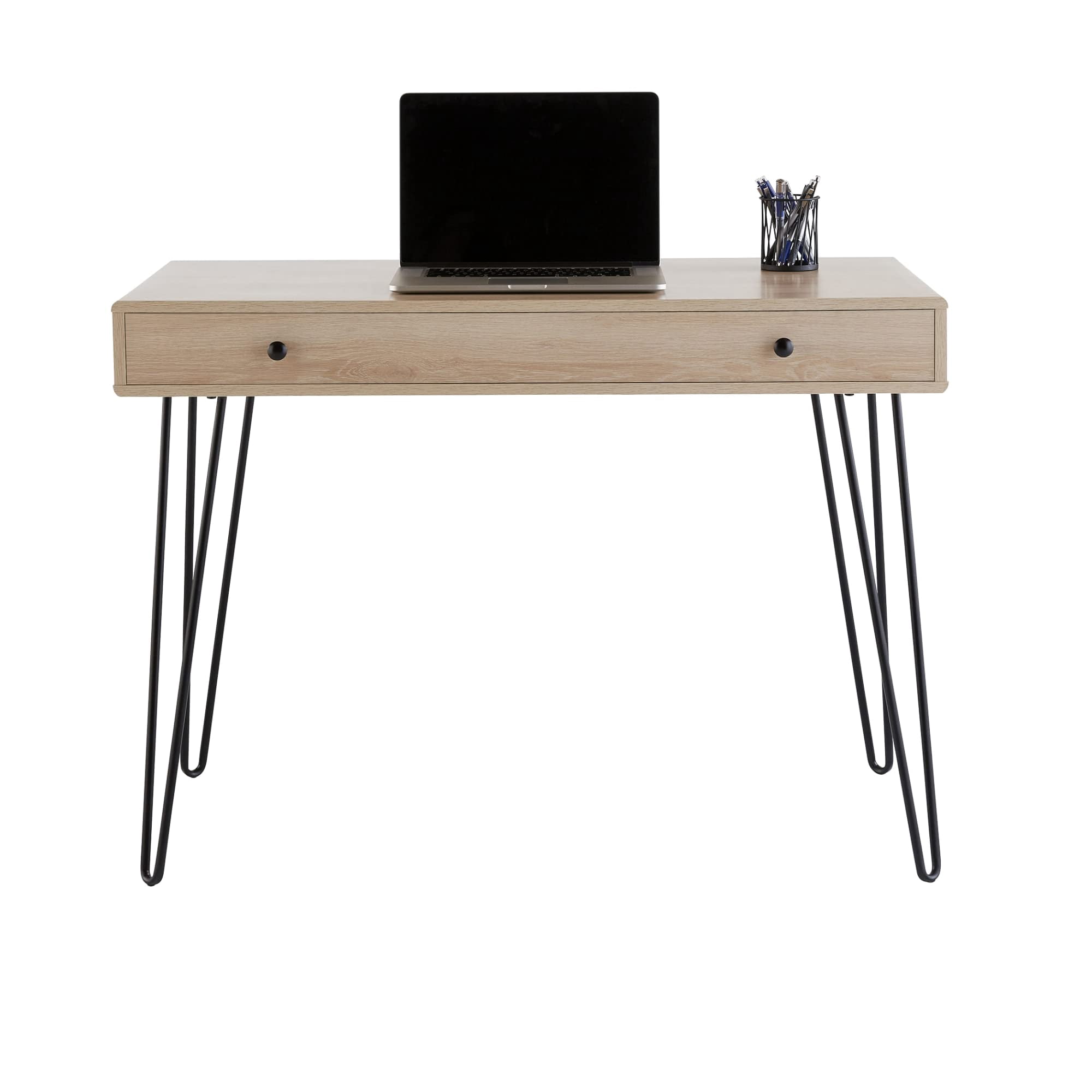 Realspace® Callay 42"W Writing Desk, Blonde Oak/Black