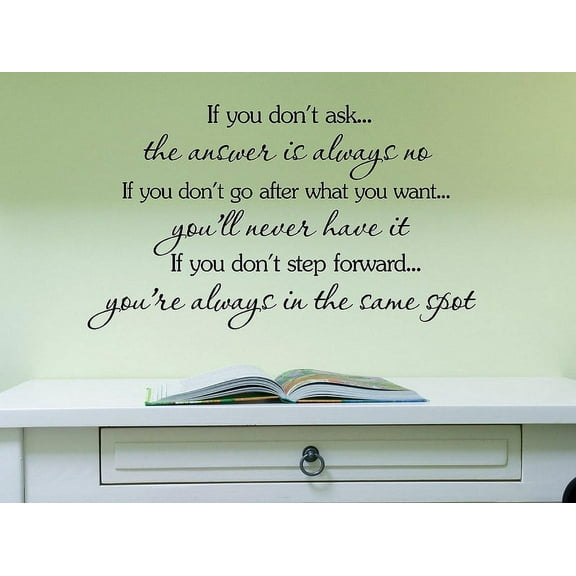 Black 27" x 30" If you don't ask Vinyl wall art Inspirational quotes and saying home decor decal sticker