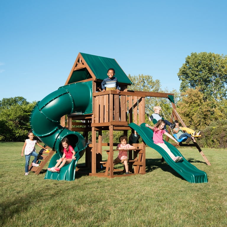 Children's Outdoor Swing-N-Slide Tellico Terrace Wooden Playset
