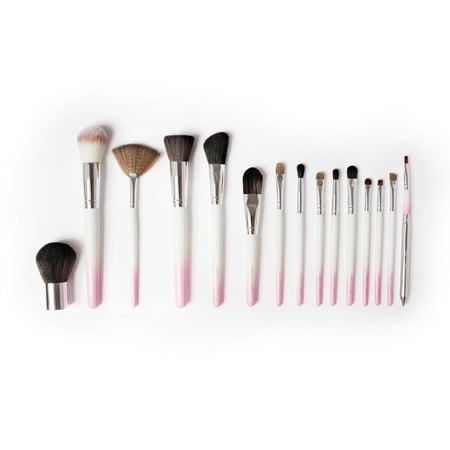 Vanity Planet Palette - Essential 15 pc Makeup Brush Set- White/pink