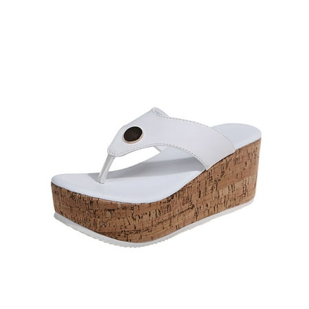 

Audeban Womens Wedges Flip Flops Summer Thong Beach Sandals Clip Toe Chunky High Platform Summer Casual Shoes