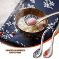 thumbnail image 3 of 8 Pieces Asian Retro Chinese Ceramic Rice Spoons Curved Handle Ramen Soup Spoon Painted Flower Spoons with Long Handle, 3 of 7