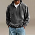 thumbnail image 5 of WIZUTIZ Men's Quarter Zip Hoodie Solid Color Pullover Sweatshirt for Men Casual Wear Athletic Hooded Sweatshirt with Kangaroo Pocket for Cozy Fall Winter Streetwear Tops, 5 of 6