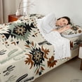 thumbnail image 3 of Erosebridal Green Black Brown Aztec Full Size Sheets, Bohemian Cactus Bed Sheets, 4pcs 1 Flat Sheet, 1 Fitted Sheet and 2 Pillowcases, 3 of 5
