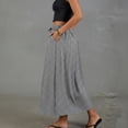 thumbnail image 4 of BUIGTTKLOP Womens Midi Skirt Drawstring Elastic Waist Drawstring Skirts Striped Side Split Summer Casual Flowy Skirts, 4 of 6
