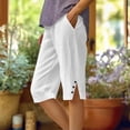 thumbnail image 2 of ABATAB Cotton Linen Capri Pants for Women Casual Summer Side Split Capris Lightweight Beach Crop Trousers with Pockets, 2 of 6