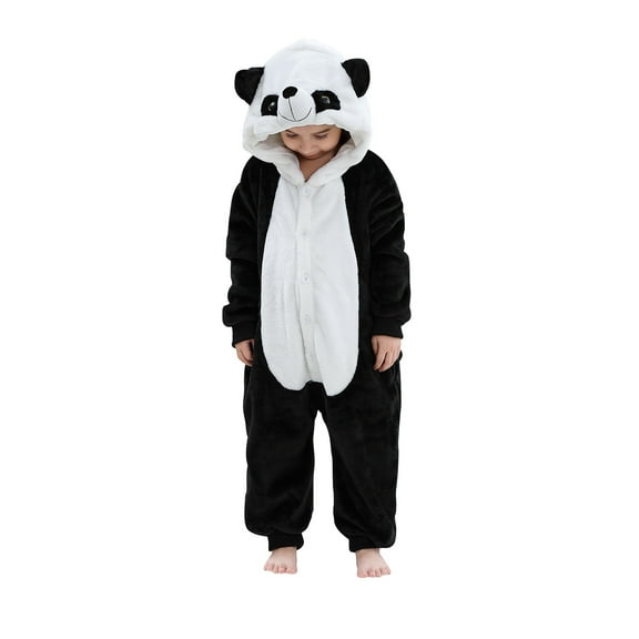 CYRBOKO Toddler Boys Girls Hooded Rompers, Thermal Long Sleeve Unisex Animal Shapes Sleepwear Kids Loungewear Black Size 7-8 T