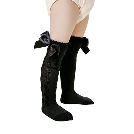 

Douhoow Toddler Girl Knee High Socks Baby Soft Cable Knit Cotton Bowknot Socks