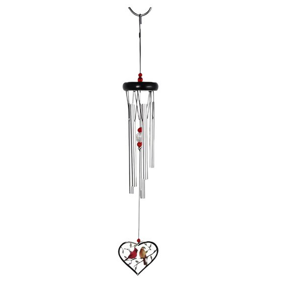 FC Design 19" Long Cardinal Couple Wood Top Geode Wind Chime Statue Sculpture Ornament Decoration Home/Room/Garden Decor and Unique Gift Ideas for Housewarming, Holidays and Birthdays