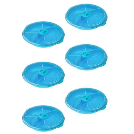 

YBM Home Microwave Food Storage Tray with Cover 2 Section / Compartment Divided Plates with Vented Lid for Food Heating 33-1178-6blue