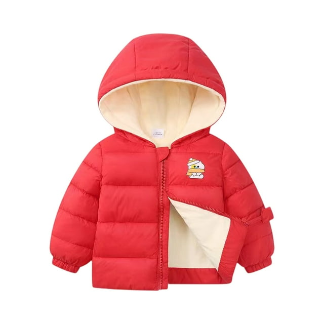 Girl's Cropped Puffer Coat, Adorable Solid Color Design with Secure Pockets, Comfortable Short Jacket for Boys & Girls Daily Wear.Red90