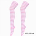 thumbnail image 2 of HCNTES Women Striped Thigh High Socks Over Knee Socks Knee High Costume Stockings Pink, 2 of 4