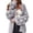 Gray, variant on Women Solid Bubble Chunky Knit Open Front Bubble Lantern Long Sleeve Relaxed Fit Casual Autumn Daily Layering Knit Cardigan Outerwear Black L