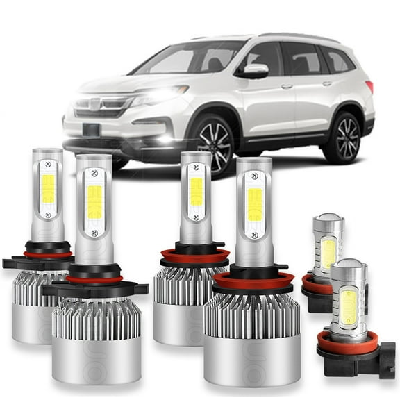 For Honda Pilot 2006-2018 LED Headlight High Low Fog Light Bulbs 6000K Xenon White Pack of 6