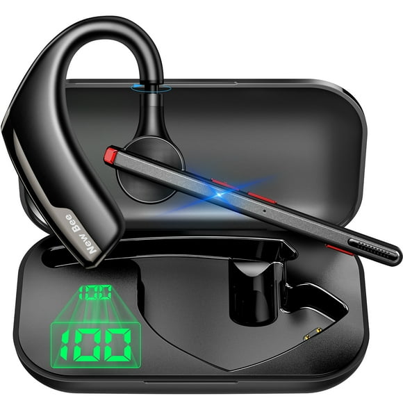 New Bee Bluetooth Earpiece Wireless Earpiece Single-Ear Earpiece w/Noise-Canceling Mic Headset for Cell Phone