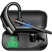 New Bee Bluetooth Headset V5.2 with 500mAh Charging Case,12H Talk Time,ENC Dual-Mic Noise Cancellation,Adjustable Fit,Dual-Device Connection,2 Charging Ways,Multi-System Compatible (PC/Phone/Driver)