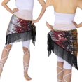thumbnail image 4 of Ladies Belly Dance Fringe Hip Skirt Waist Belt Hip Scarf Wrap Dancewear Black, 4 of 8
