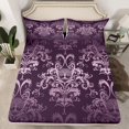 thumbnail image 2 of jejeloiu Damask Floral Pattern Full Size Sheets,Purple Victorian Print Bed Sheets,Tree Of Life Sheet Sets For Men Women,Luxury Bedroom Decor,4 Pieces, 2 of 7