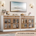 thumbnail image 3 of 35.4'' Sideboard Buffet Cabinet with Glass Doors, Farmhouse Buffet Table with Storage Drawers, Modern Coffee Bar Wine Bar Cabinet with Storage for Kitchen, Dining Room, 3 of 7