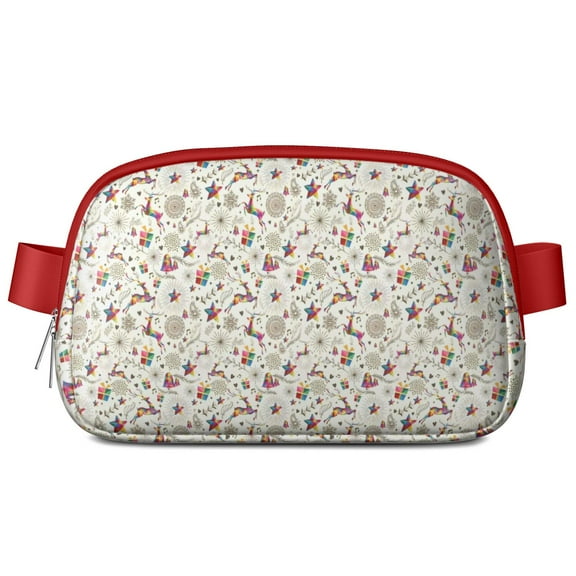White Christmas Star and Gift Pattern Cute Fanny Packs for Women,Travel Waterproof Crossbody Fanny Bags Waist Purse for Women Anti Theft Adjustable Strap for Running Travel Cycling