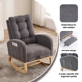 thumbnail image 4 of Timbernest Nursery Rocking Chair, Upholstered Arm Chair for Living Room, Comfy Chair with Footrest, Side Pocket and High Backrest, Dark Gray, 4 of 12