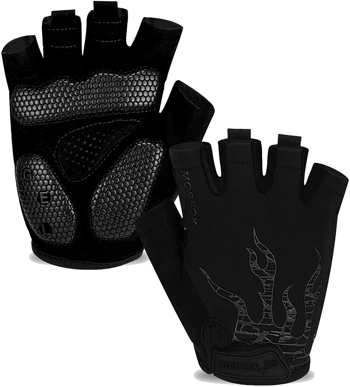 Men Road and Mountain Biking Half Finger with Pull Tabs RocRide Cycling Gloves with Gel Padded Protection Women and Children Sizes.