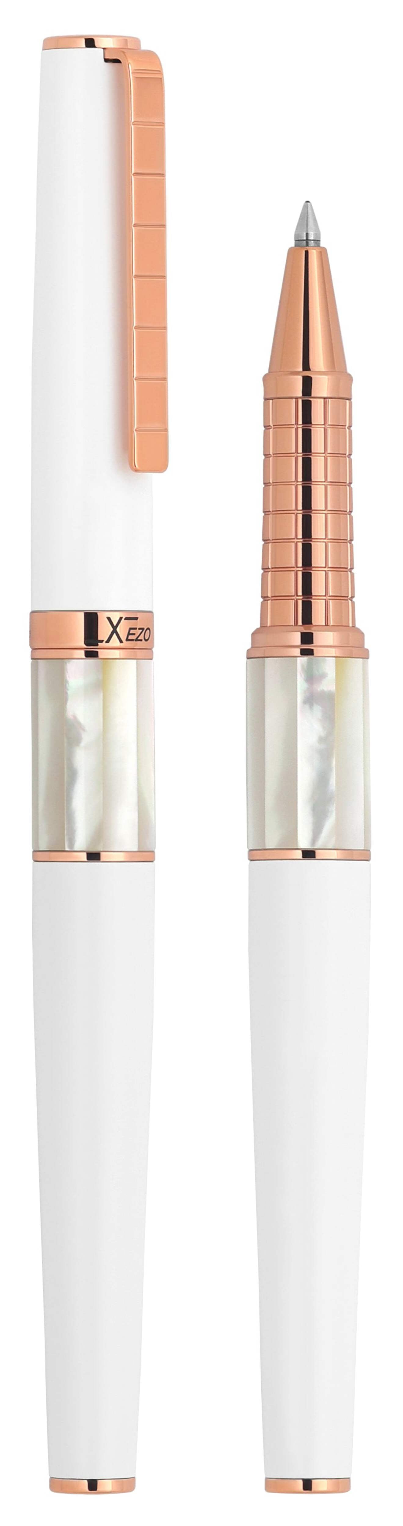 Xezo Speedmaster® White Brass Rollerball Pen - With White Mother of Pearl  Rose Gold