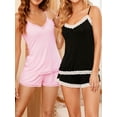 thumbnail image 3 of KISSGAL Women Cami Pajamas Set Lace Trim Sleepwear Sexy Pjs with Shorts Soft Nightwear, 3 of 6