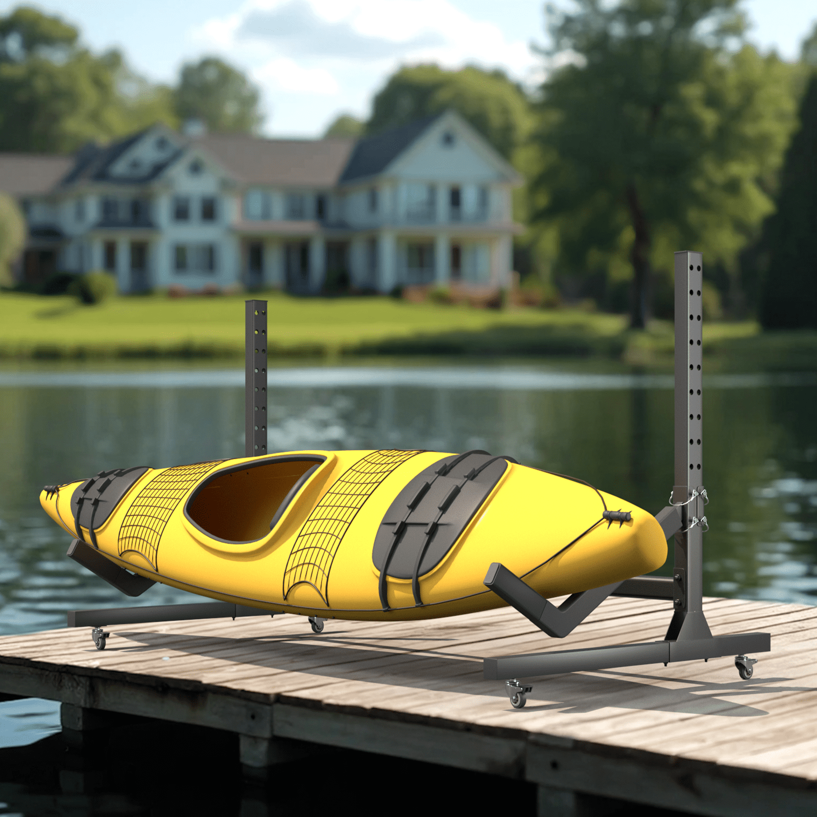 Dovov Freestanding Kayak Storage Rack with Wheels, Indoor Outdoor Adjustable Kayak Rack Heavy Duty Kayak Stand Rolling Canoe Stand, Holds 1 Kayaks, 1 Level